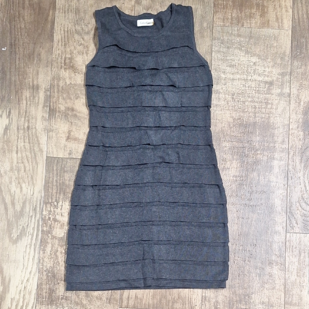 Calvin Klein Gray Sleeveless Sheath Mini Dress